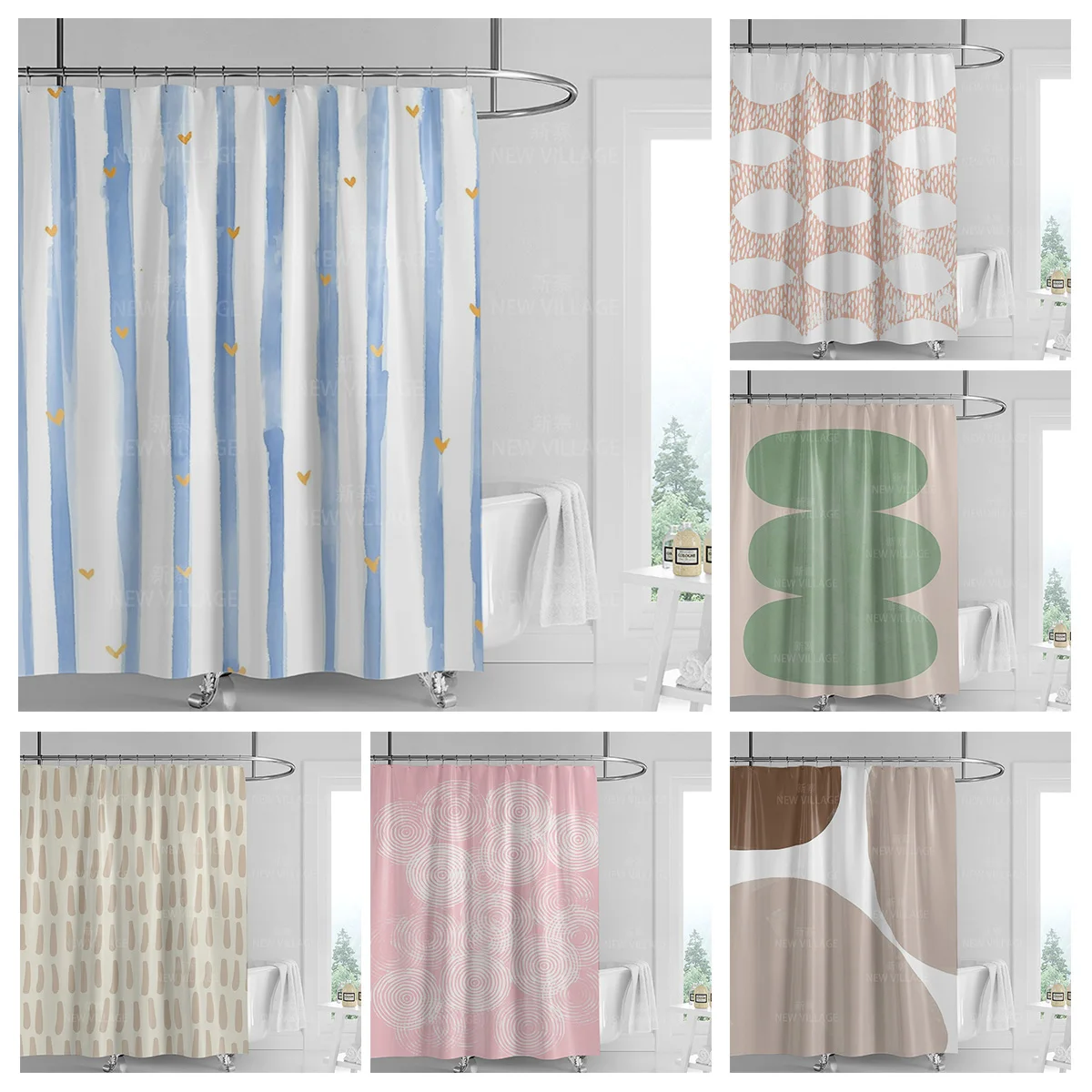 Shower Curtain Liner - Tenda da doccia con graffiti geometrici