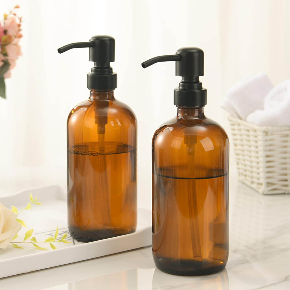 Home Bathroom Soap Dispenser - Dispenser di Sapone in Vetro Ambrato