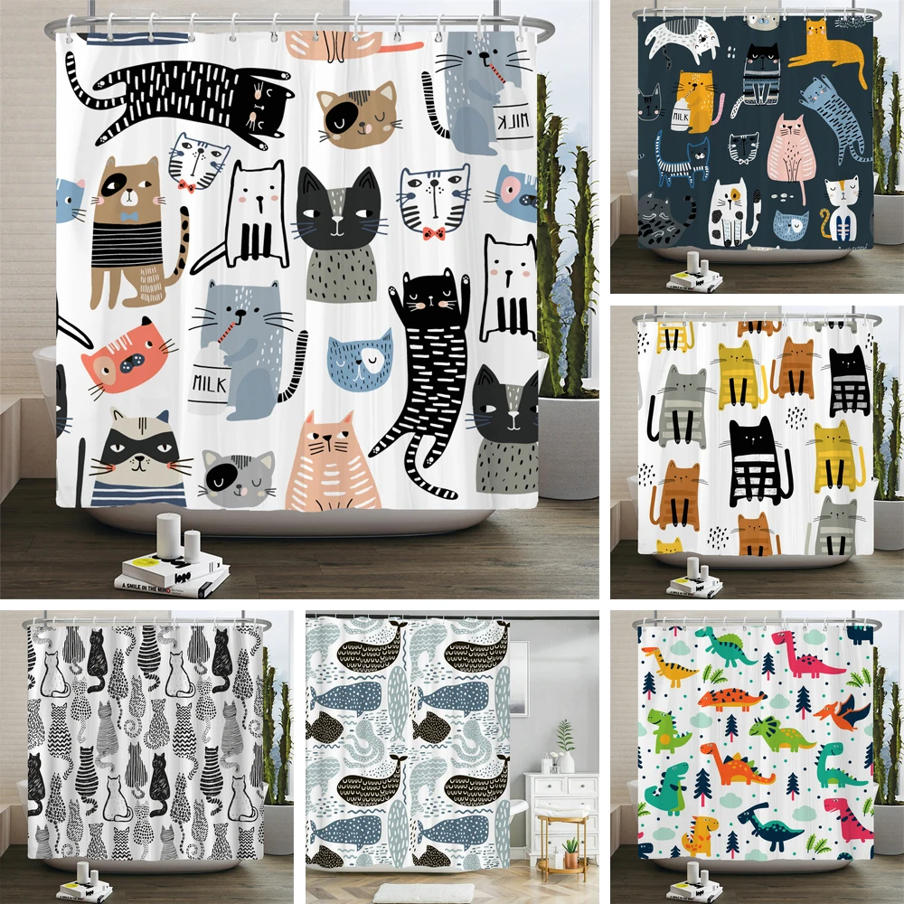 Shower Curtain Liner - Tenda da doccia stampata con gatto