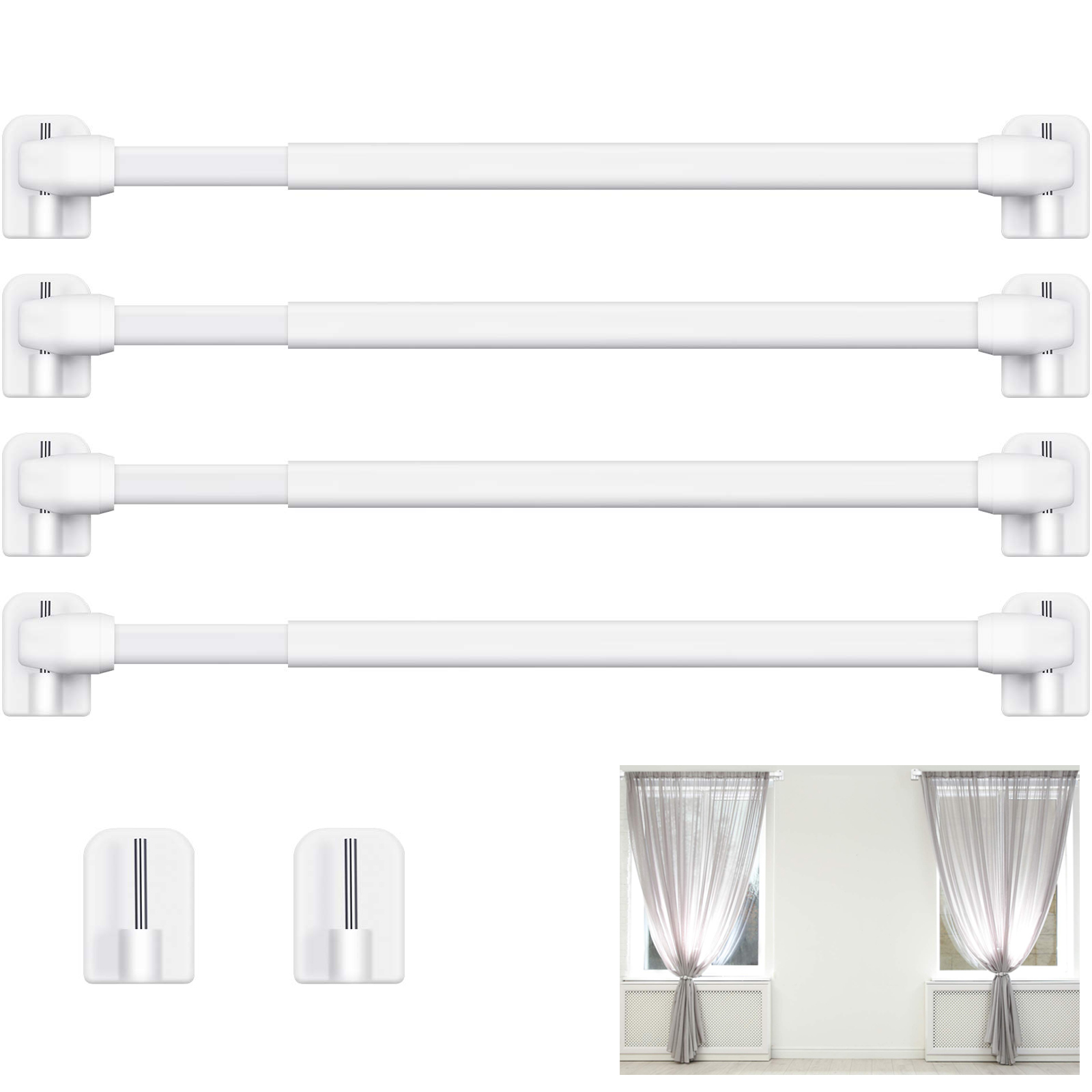 Shower Curtain Liner - Set di 4 Aste Telescopiche Regolabili
