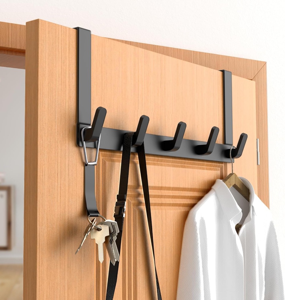 Home Bathroom Door - Appendiabiti da porta con 5 ganci,