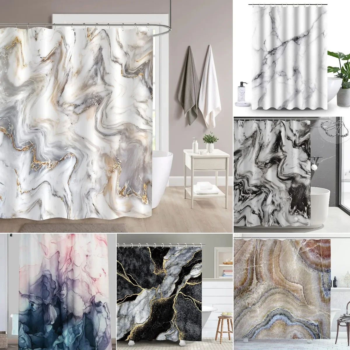 Shower Curtain Liner - Set di tende da doccia con