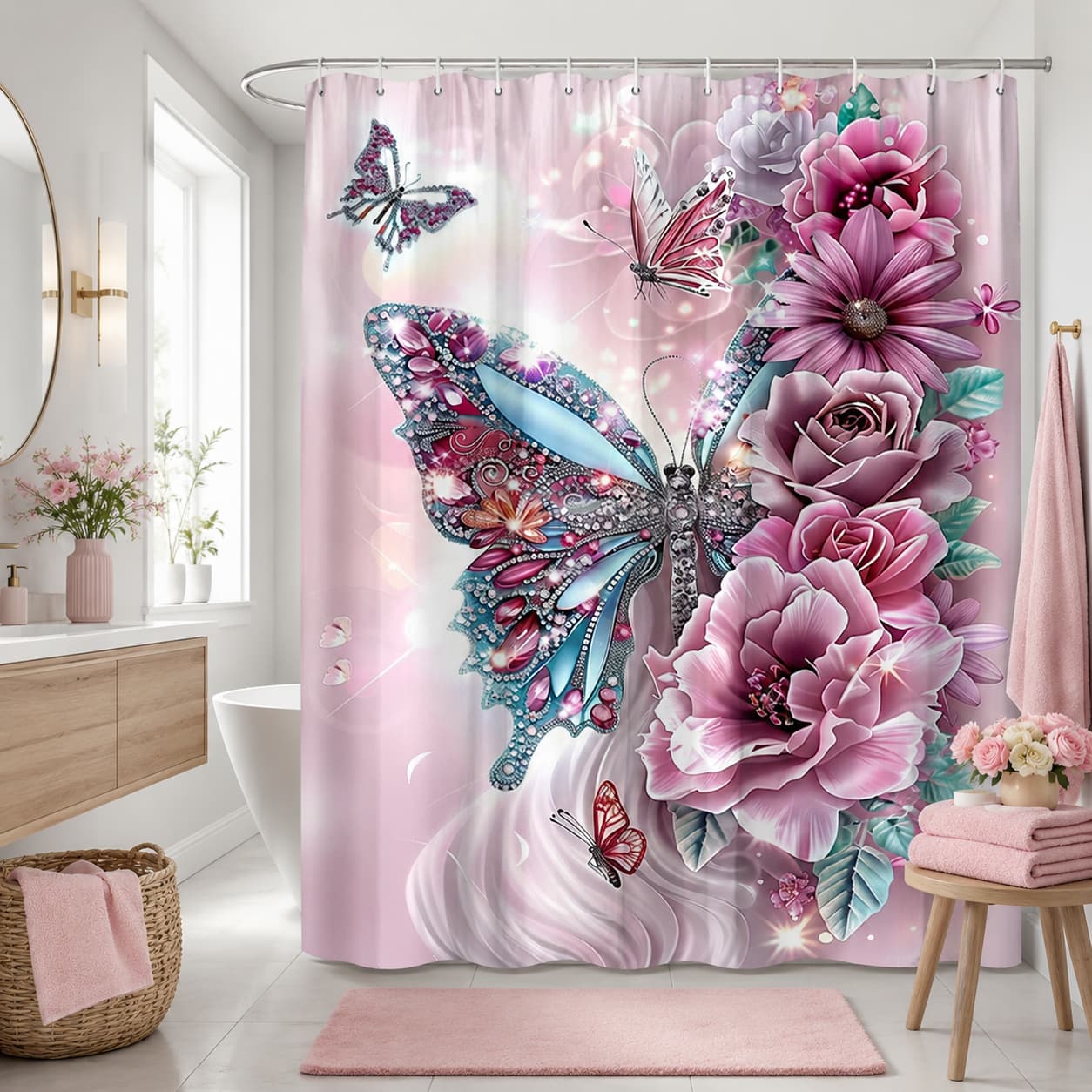 Home Bathroom Partition - Tenda da doccia piatta 2D, 1