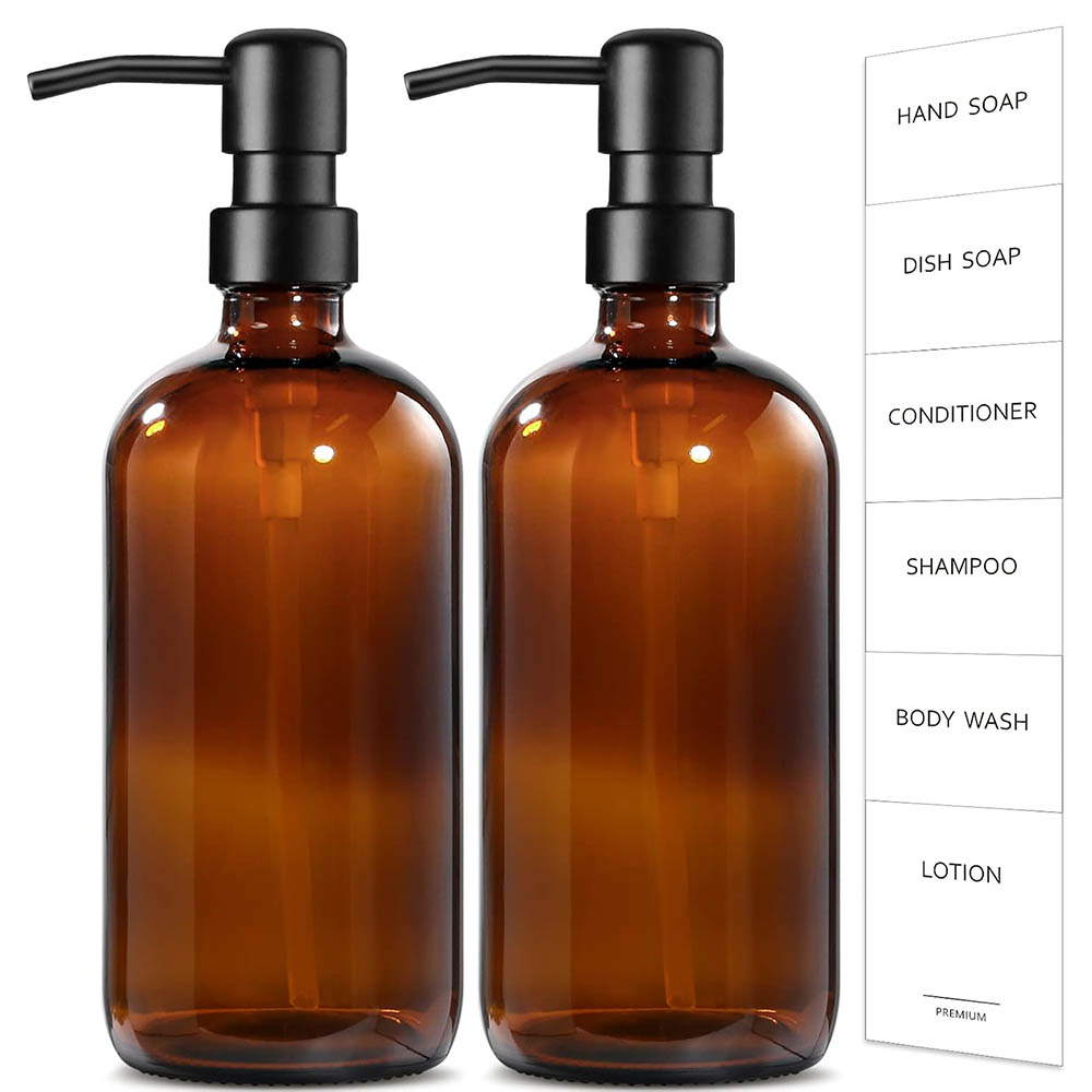 Home Bathroom Soap Dispenser - Dispenser di sapone in vetro ambrato,
