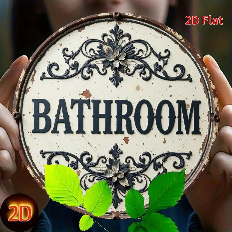 Home Bathroom Name - Insegna da parete rotonda vintage in