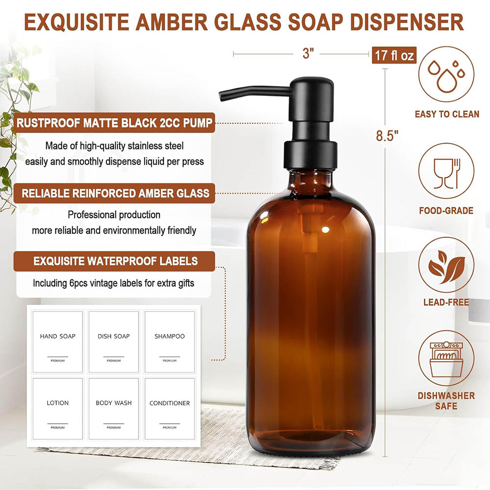 Dispenser di sapone in vetro a - Home Bathroom Soap Dispenser recensione e prezzo